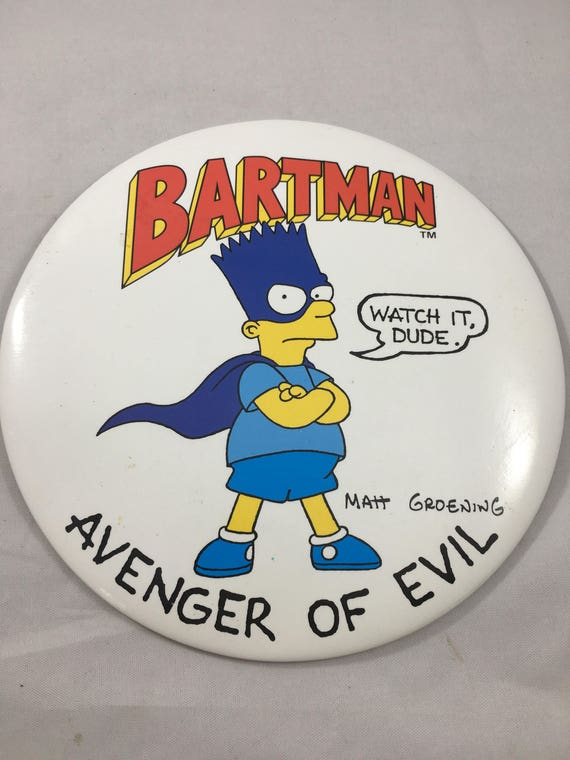 LARGE old Bart Simpson Underachiever The Simpsons Cartoon Pin OLD STORE STOCK