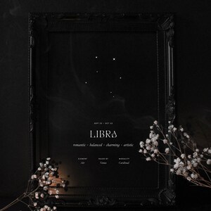 LIBRA Sternzeichen Poster, Sternbild Poster, Sternbild Poster, Astrologie Poster, Zodiac Poster, Sternzeichen Wandkunst, Witchy Decor