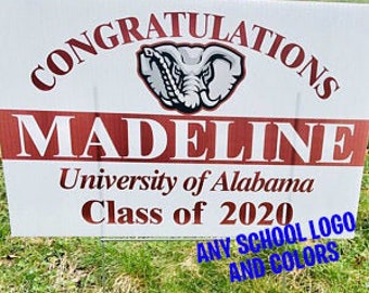 Graduation Lawn Sign Custom Personalized Yard Sign 2021 Choose your color any school logo ***shipping and stake included***