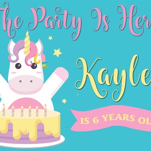 Birthday Lawn Sign Personalizzato Personalizzato Carino Unicorn Yard Segno ***spedizione e palo inclusi***