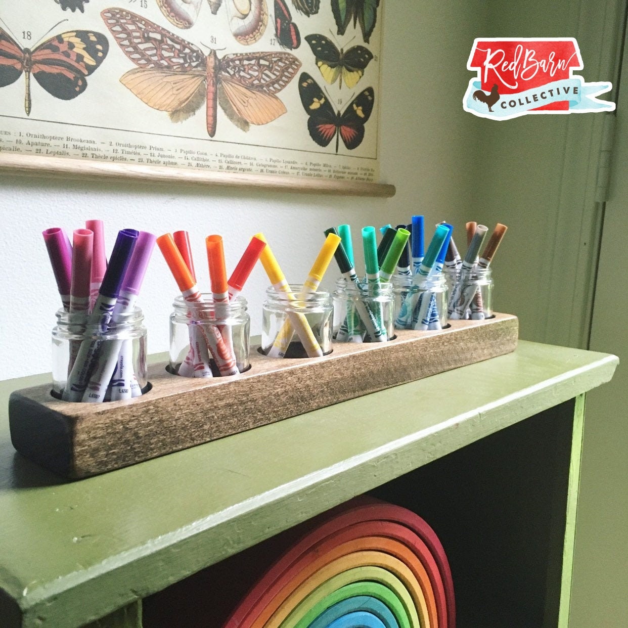 Paint Jar Holder Watercolor Tray Waldorf Paint Tray Etsy