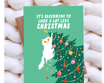 Funny Cat Christmas Card Funny Holiday Card Set - Modern Christmas Card - Funny Cat Holiday Gifts Funny Christmas Cards Pack Cat Lady Gift