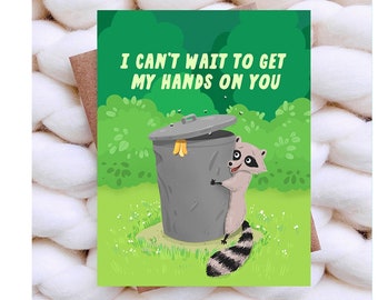 Funny Valentines Day Card Raccoon Anniversary Card for Boyfriend, Girlfriend, Husband, Wife Funny Love Card for Him Anniversary Gift
