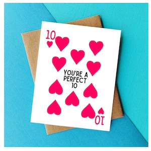 Perfect 10 Funny Love Card, Cute Anniversary Card for Girlfriend, Boyfriend - Flirty Wedding Anniversary Card for Spouse, Husband, Wife