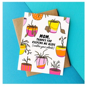 Carte drôle de fête des mères - carte d'anniversaire drôle pour maman de fille, fils, cadeau idiot de maman de plante