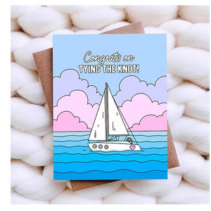Cartão de casamento engraçado, cartão de casamento com trocadilho engraçado de barco para casais, noiva, noivo, presente de parabéns engraçado