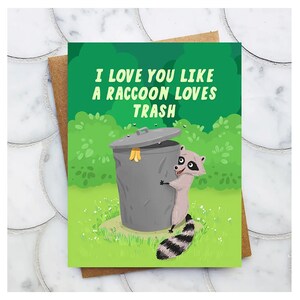 Tarjeta de amor divertida con forma de mapache, tarjeta de aniversario para novio, novia, esposo, esposa, tarjeta de amor tonta para él, regalo de San Valentín para ella
