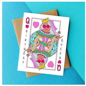 Reine des anniversaires - carte d'anniversaire drôle, jolie carte d'anniversaire pour petite amie, meilleure amie, maman, soeur, fille, meilleure amie