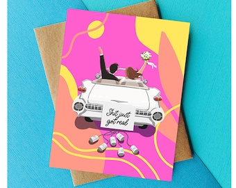 Funny Wedding Card, Illustrated Wedding Card for Couple, Bride Groom, Funny Congratulations Gift, Funny Engagement Card for Best Friend