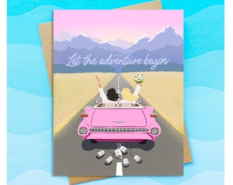 Mrs & Mrs Wedding Card, Sweet Wedding Card, Card for Brides, Newlyweds, Couple - Gay Wedding Card, Aesthetic Congratulations Card