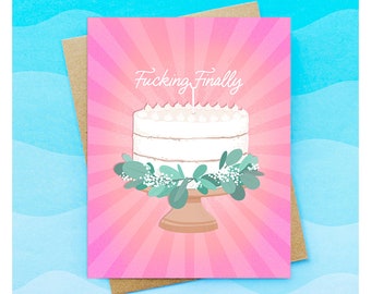 Funny Wedding Card, Funny Engagement Card, Funny Wedding Cake Card for Couples, Bride, Groom, Funny Congratulations Gift, Silly Sweary Card