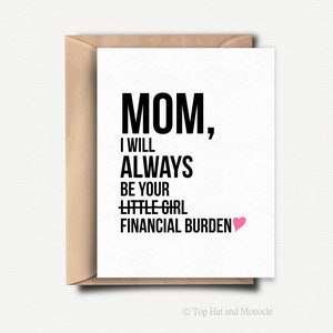 Tarjeta del día de la madre feliz Regalo divertido para la madre Día de la madre de parte de la hija Regalo divertido para el día de la madre Tarjeta de cumpleaños para mamá