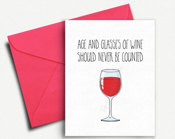 Wine birthday card | Etsy