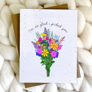 Blij dat ik je heb gekozen - plantbare verjaardagskaart cadeau plantenliefhebber cadeau milieuactivist liefdeskaart vriendje verjaardagskaart milieuvriendelijk cadeau