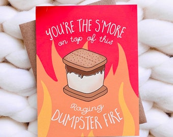Funny Anniversary Card, Funny Valentines Card Dumpster Fire Gift Best friend Galentine Her Him Love Card