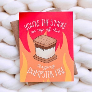 Tarjeta de aniversario divertida, tarjeta de San Valentín divertida, regalo de basurero en llamas, mejor amiga, Galentine, ella, él, tarjeta de amor
