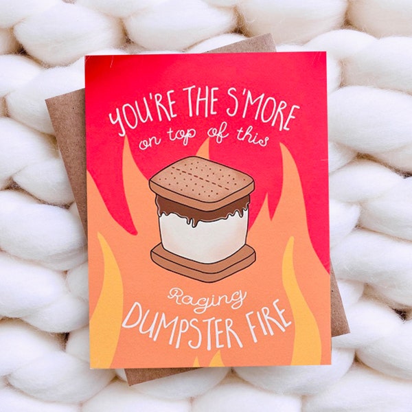 Funny Anniversary Card, Funny Valentines Card Dumpster Fire Gift Best friend Galentine Her Him Love Card