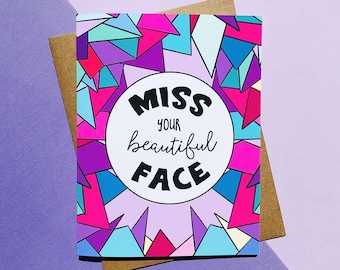 Cute I Miss you Card Funny Miss you Gift for Best Friend Social Distancing Card Quarantine Birthday Card Thinking of You Anniversary Card