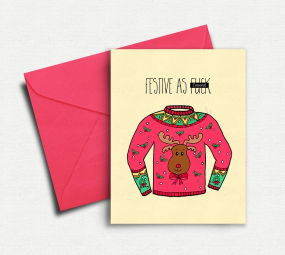 Christmas Card Funny, Happy Holidays, Seasons Greetings, Christmas Card Set, Holiday Set, Funny Holiday Card, Festive Card, Handmade, Mature