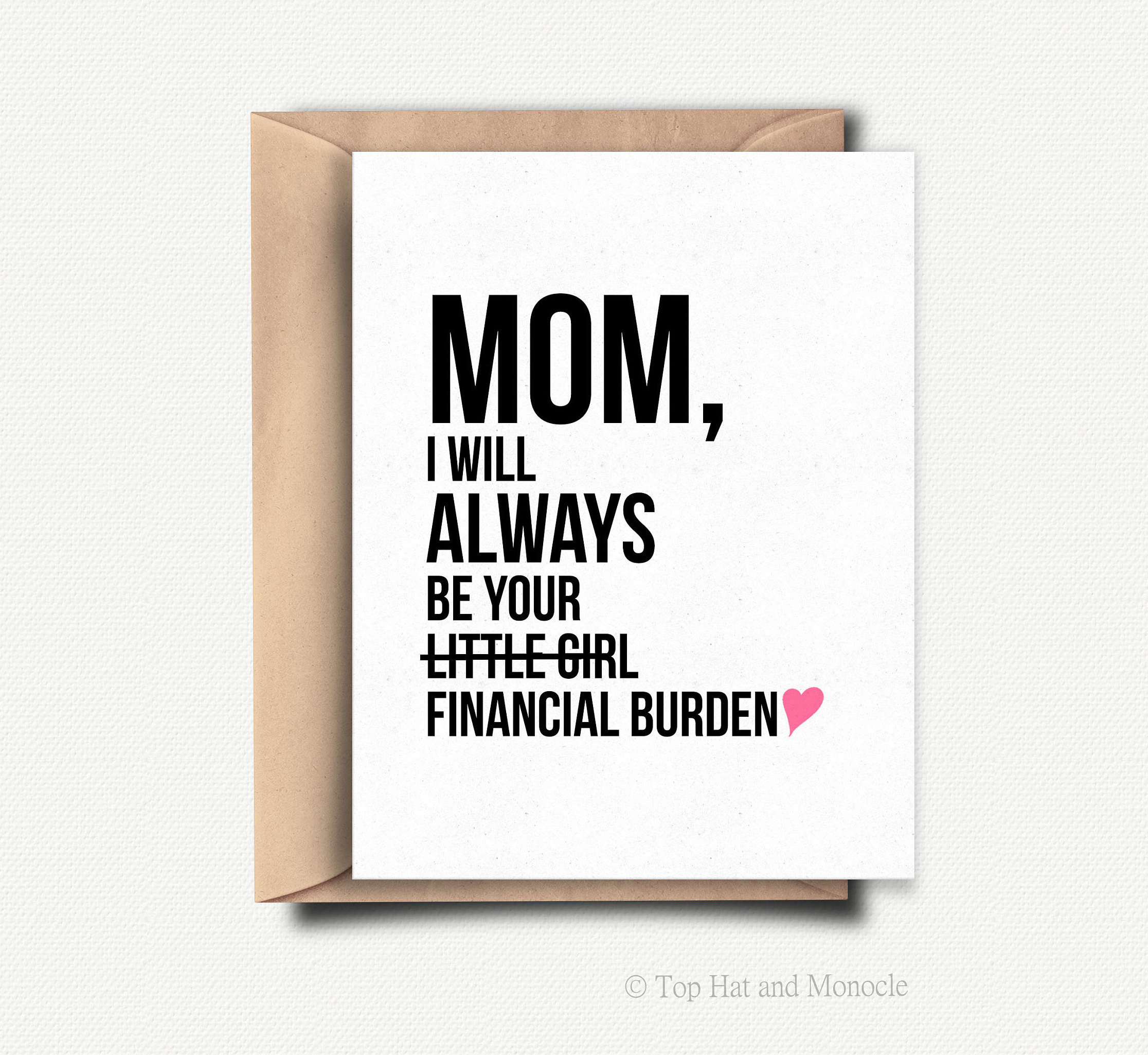 Funny Birthday Cards for Mom From Daughter - Happy Birthday Mom No Gift -  Birthday Card from Daughter, Baby Girl, Mommy, Mom, Mama, Mamma, Mother