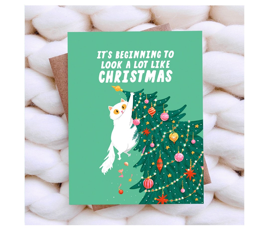 Funny Cat Christmas Card Funny Holiday Card Set - Modern Christmas Card ...