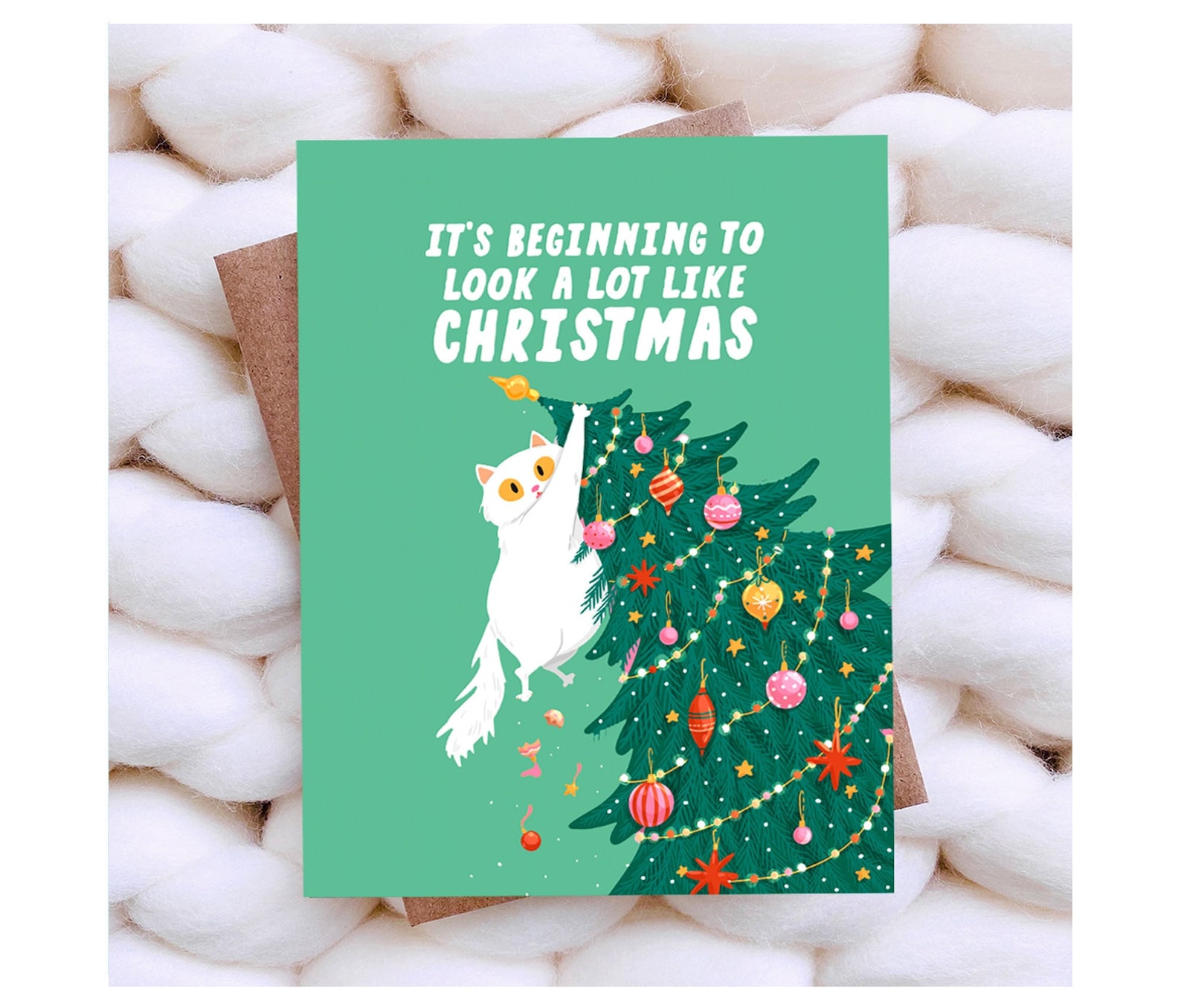 Funny Cat Christmas Card Funny Holiday Card Set - Modern Christmas Card ...