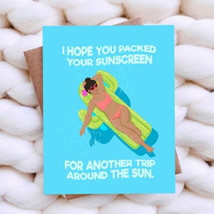 Carte d'anniversaire ensoleillée, carte d'anniversaire d'été, meilleure amie, jolie carte d'anniversaire illustrée, petite amie, cadeau d'anniversaire unique pour meilleure amie