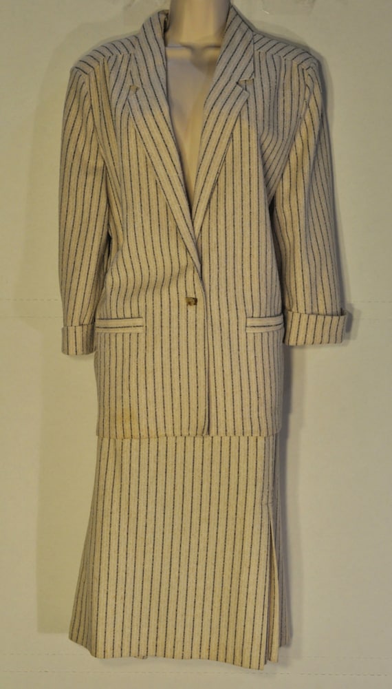Womens Vintage Tan Striped Suit