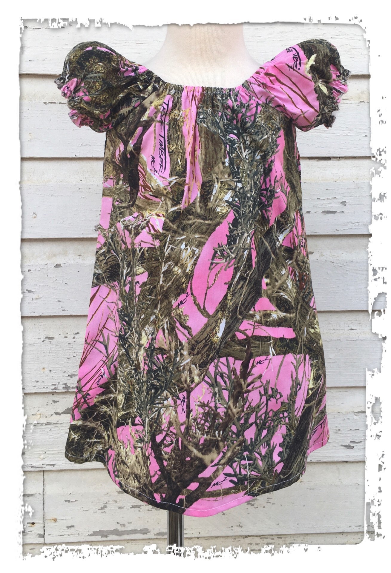 Girls size 4T pink camo peasant dress Etsy