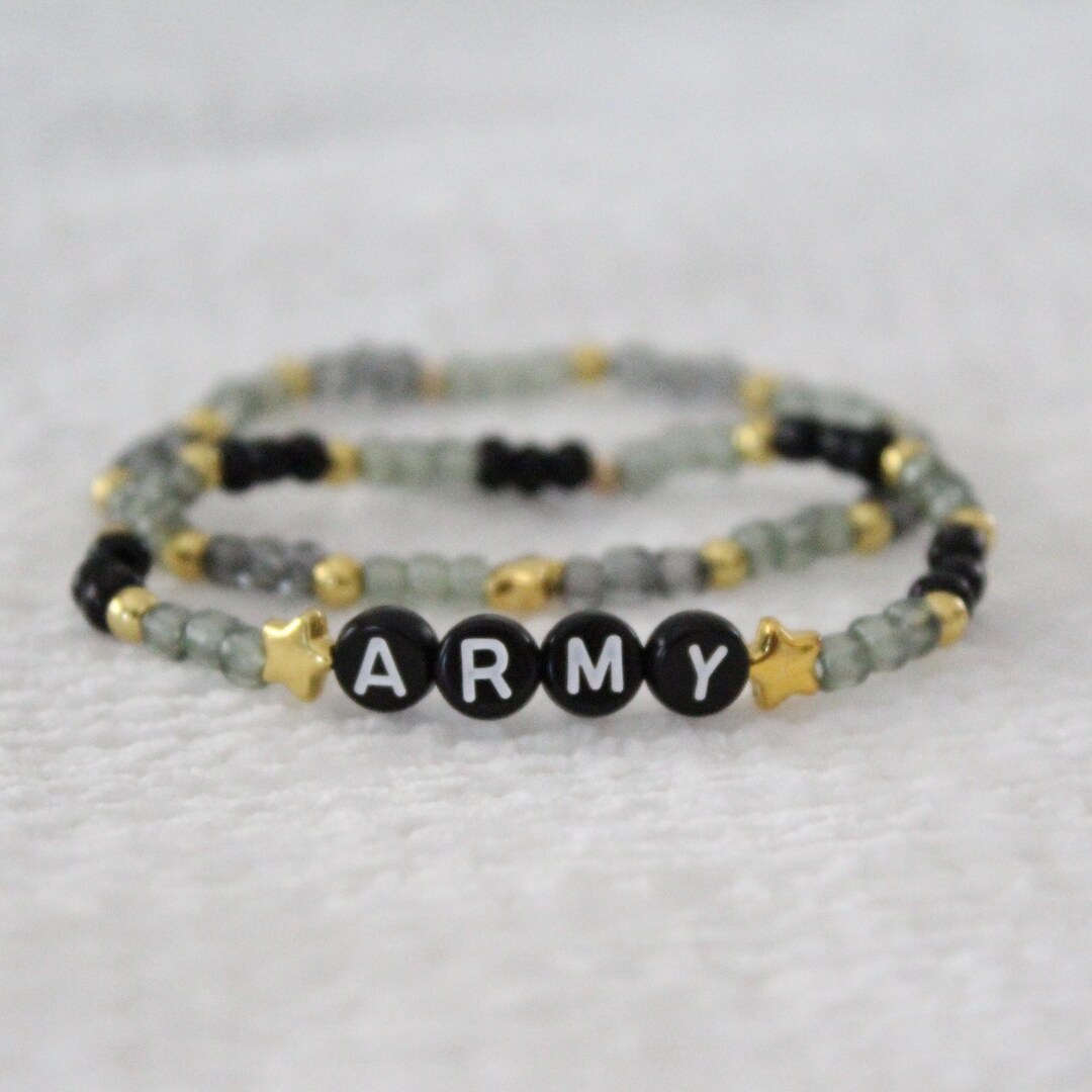 ARMY Camo Glass Bead Custom Bracelet, Army Wife, Army Spouse, Military