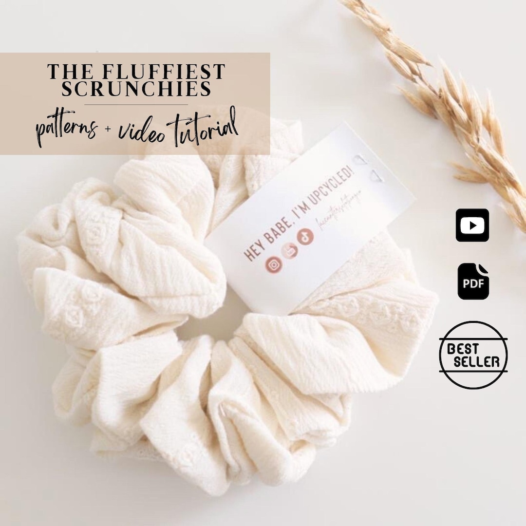 Scrunchies Sewing Pattern - 2 SIZES- Big and Fluffy - Easy-to-follow ...