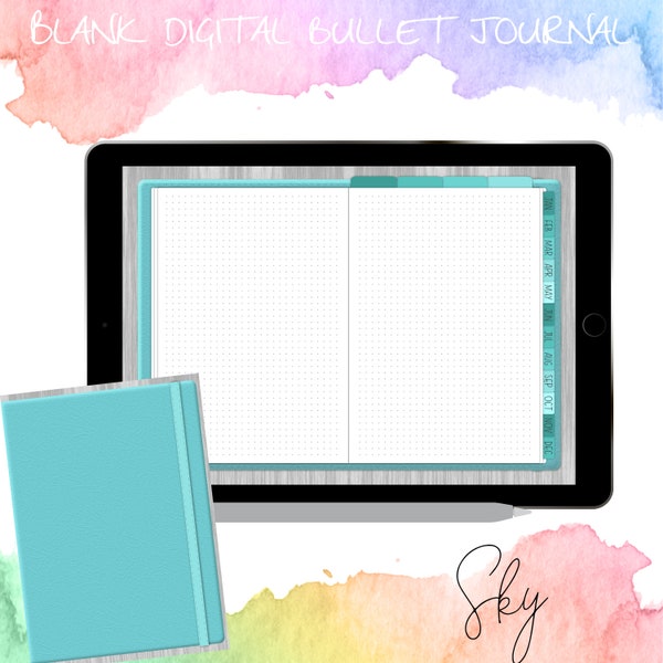 Sky Blue Digital Dot Journal | Dots journal | Digital GoodNotes journal | Dotted journal digital | Digital Stickers