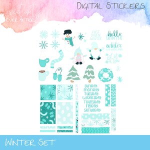 Winter Digital Stickers | Snowflake Digital Stickers | Winter Digital Planner Stickers | Blue Digital Stickers | Winter Blues Stickers