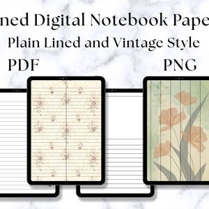 Páginas de cuaderno digital, papel vintage rayado, Goodnotes, Notability, PNG, PDF, papel vintage imprimible, papelería digital, páginas vintage rayadas