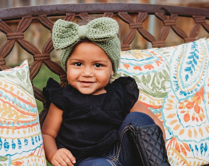 Crochet Bow Headband Ear Warmer: Baby Girl Head Wrap