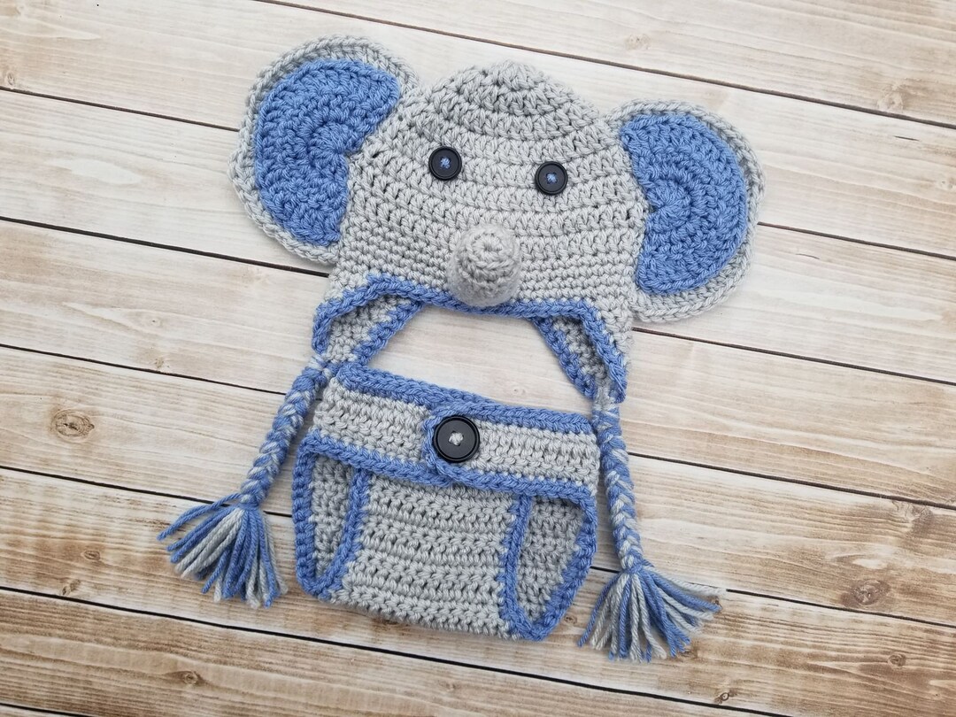 Elephant Hat Baby Boy Elephant Outfit Crochet Elephant Set Etsy