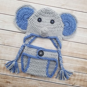 Elephant Hat Baby Boy Elephant Outfit Crochet Elephant Set Newborn Elephant Photo Prop Elephant Costume Animal Hat Elephant Baby Shower