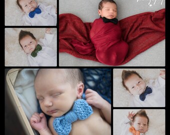 Newborn Boy Bow Tie, Baby Photo Prop, Baby Bowtie, Photography Props, Crochet Bow Tie, 1st Birthday Prop, Cake Smash Accessories, 3-6 Months