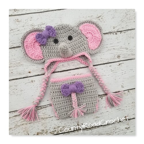 Costume Bébé Éléphant Crocheté Main - Pour Photos Nouveau-Né 3-6 Mois - Accessoire Baby Shower