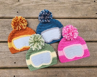 Ski Baby Hat Snowboard Baby Ski Google Hat Snowboarding Baby Gift Skiing Baby Crochet Newborn Photography Baby Photo Props Ski Bum