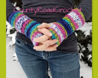Crochet Fingerless Gloves: Acrylic Knit Wrist Warmers