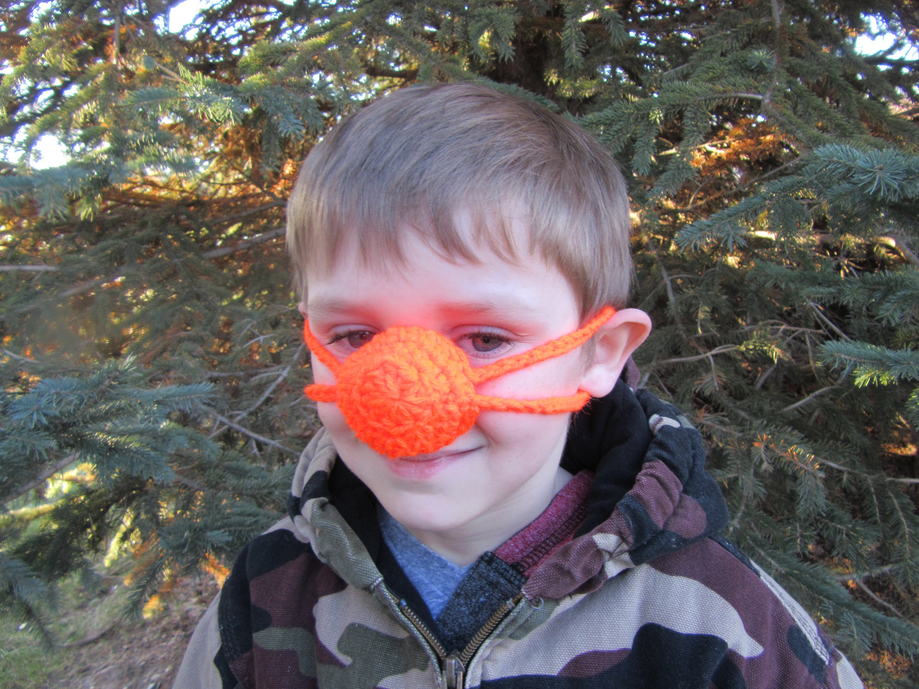 Mitten Woodland Camouflage Hunting Camo Nose Warmer Hiking  Handmade Crochet 