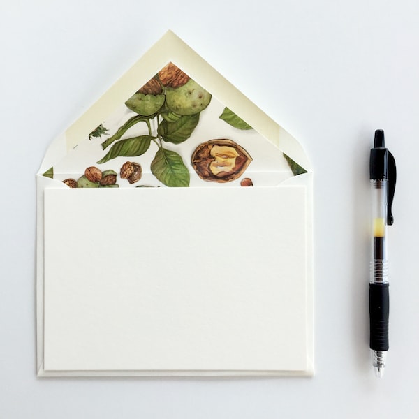 Walnut Lined Envelope Set, Fall Card/Letter Set, Autumn Stationery, Cotton Writing Set, Notecard Set, Fine Stationery Set