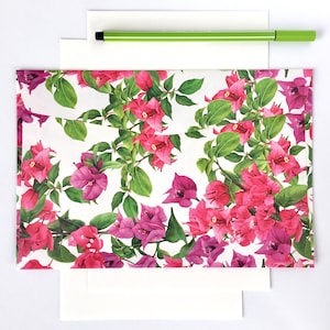 Bougainvillea Large Letter Set, Botanical Correspondence Set, Floral Stationery, Italian Paper, Cotton Writing Paper, Pen Pal Set