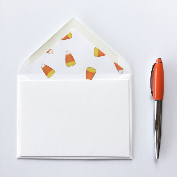 Candy Corn Lined Envelope Set, Fall Letter Set/Stationery, Autumn Correspondence Set, Cotton Writing Set, Notecard Set, Fine Stationery Set