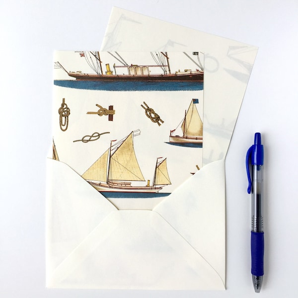 Marina Letter Set, Nautical Stationery, Italian Paper, Cotton Envelope, Summer Stationery, Writing Paper, Pen Pal Set