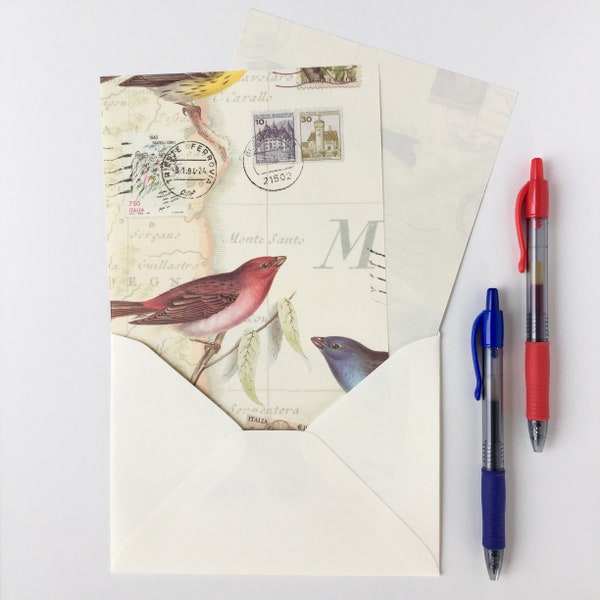 Traveler Letter Set, Classic Stationery, Italian Paper, Cotton Envelope, Writing Paper, Pen Pal Set