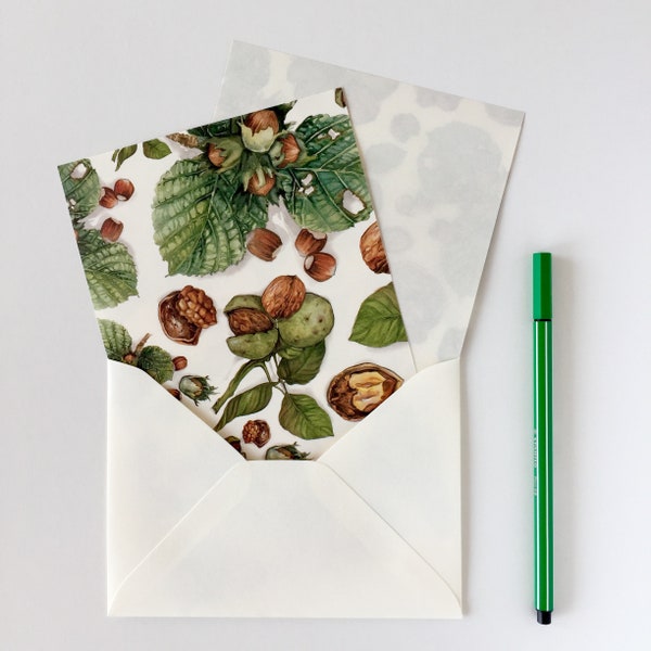 Walnut Letter Set, Fall Stationery, Correspondence Set, Italian Paper, Cotton Envelope, Writing Paper, Pen Pal Set