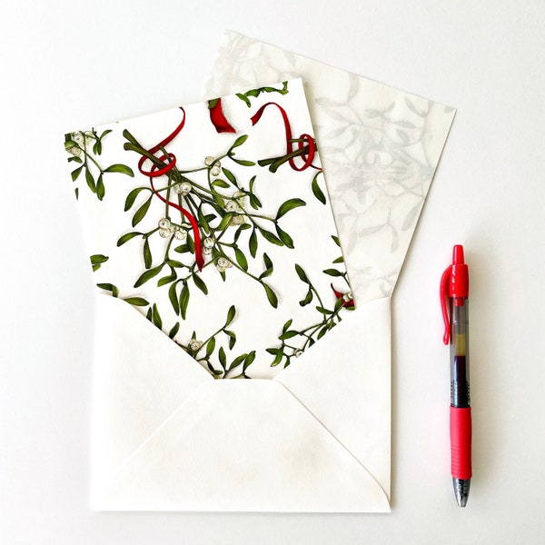 Mistletoe Letter Set, Christmas Writing Set, New Year's Correspondence Set, Holiday Stationery, Classic Botanical Stationery