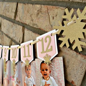 Winter Onederland Photo Banner. Winter Wonderland Photo Banner. 12 Month Photo Banner.  Winter Onederland. Pink and Gold Birthday. Winter.